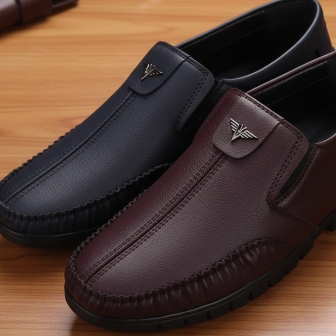 Men’s Formal Shoes Black Premium Leather Casual Breathable Slip-on Loafers